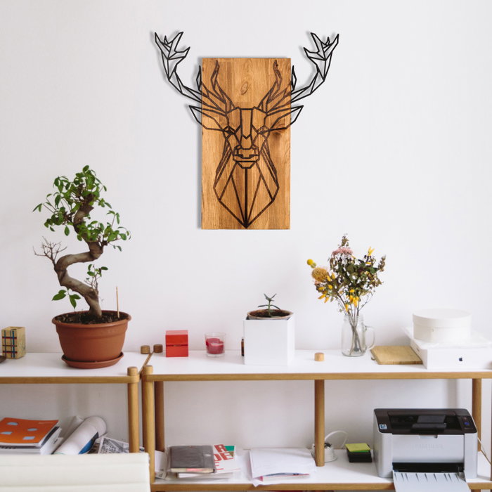 Wallity Escultura de Pared Deer Negro y Nogal